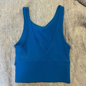 lululemon athletica Blue Ribbed V-Neck Tank Top
